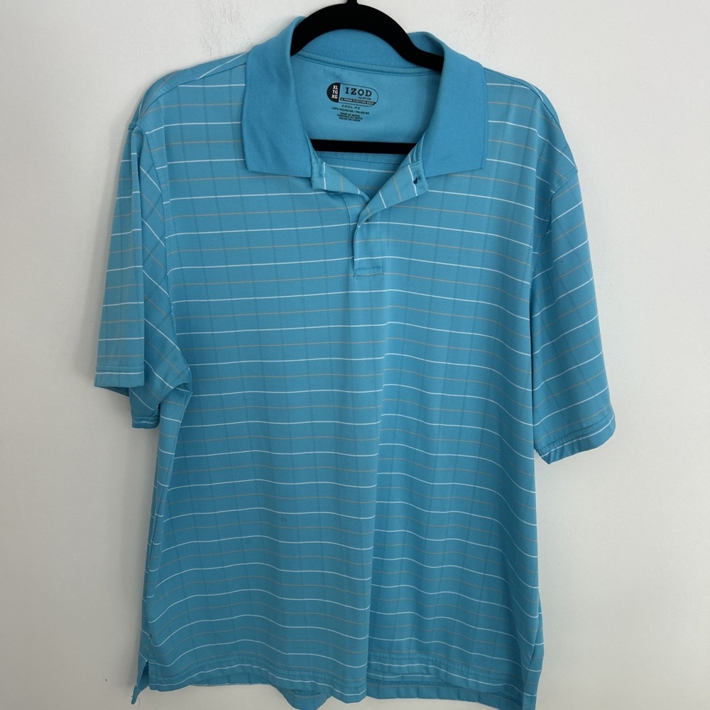 Izod Men's Cool Fit Golf Short Sleeve Extra Large Shirt Light Blue
